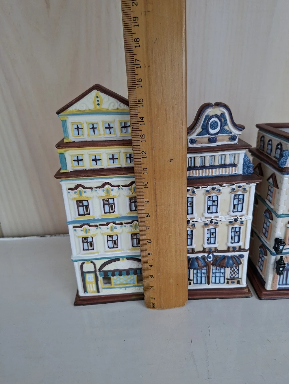 Lot Of 3 Partylite Cafe Tealight Ceramic House Candle Holder Handpainted - Picture 11 of 12